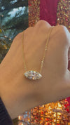 14k Yellow Gold 3.00ct Lab Grown Marquise Diamond Bezel Necklace