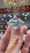14k White Gold 4.30ctw Lab Grown Marquise Diamond & Marquise Side Stones Engagement Ring