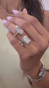 14k White Gold 4.00ct Lab Grown Elongated Radiant Diamond Solitaire Engagement Ring