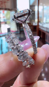 14k White Gold Lab Grown Oval Diamond Eternity Band 8.00ctw