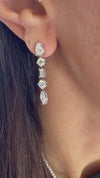 14k White Gold Lab Grown Multi Shape Diamond Drop Earrings 2.70ctw