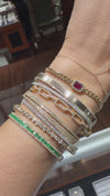 14k Yellow Gold Ruby Diamond Halo Cuban Link Bracelet .65ctw