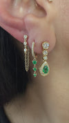14k Yellow Gold Diamond Bezel Chain Earrings