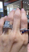 14k White Gold 6.00ct Lab Grown Elongated Cushion Diamond Band Engagement Ring